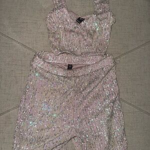 Windsor Glittering Sequin Jumpsuit in Silver